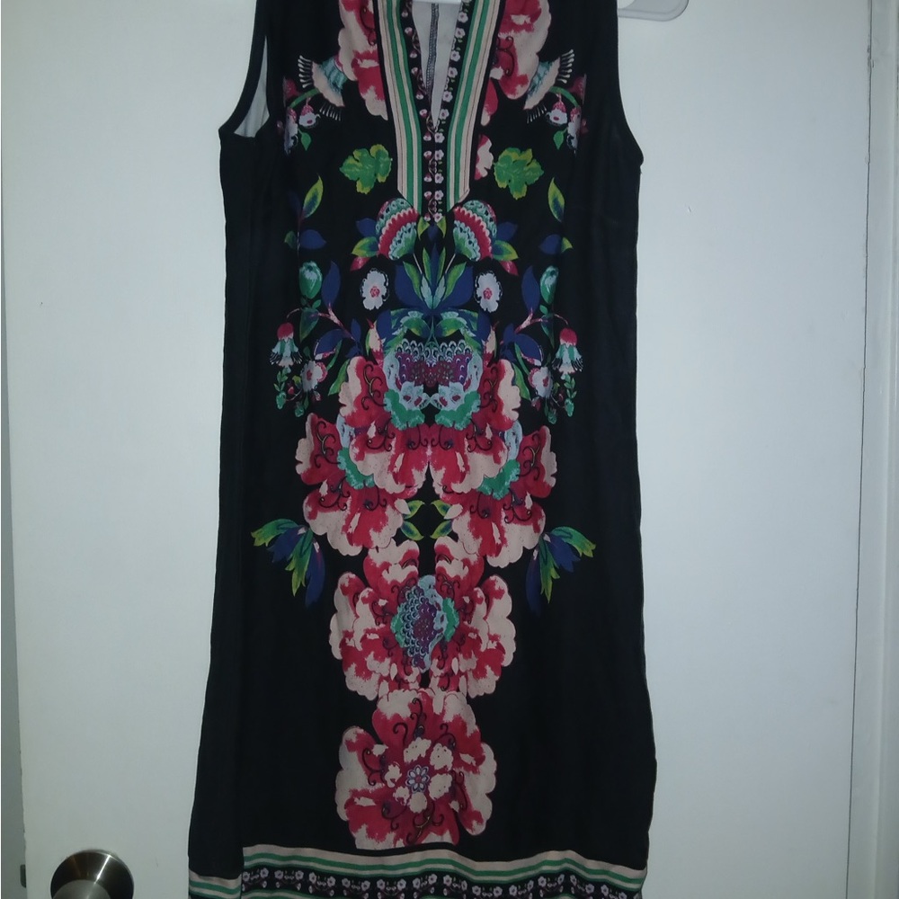 New York & Company Black Floral Midi Dress